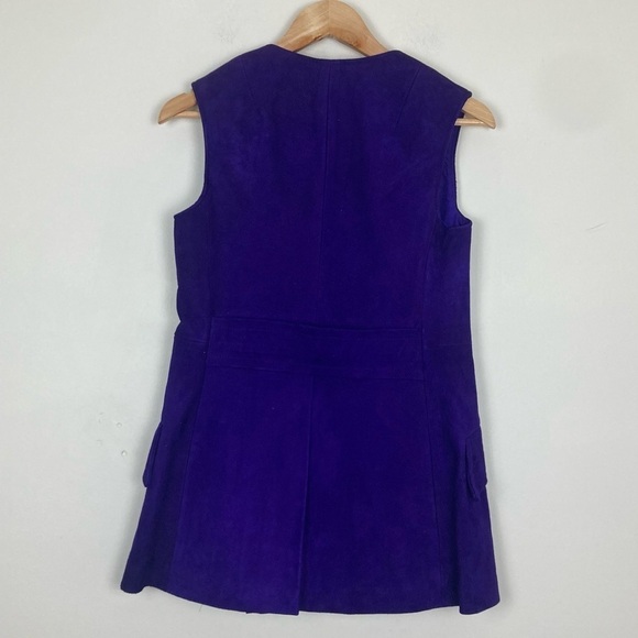 Vintage 70s Lillie Rubin purple suede double breasted mod mini dress. - Picture 4 of 8